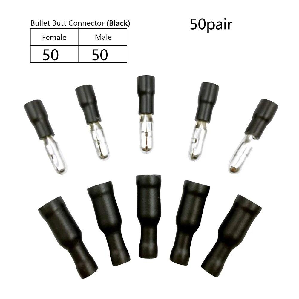 50pcs Assorted Insulated Female & Male Crimp Wire Terminals Brass Insulated Male Female Bullet Quick Splice Wire Terminals Wire