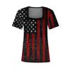Womens Tops Casual Summer Independence Day Print T Shirts Short Sleeve Square Neck Basic Tee
