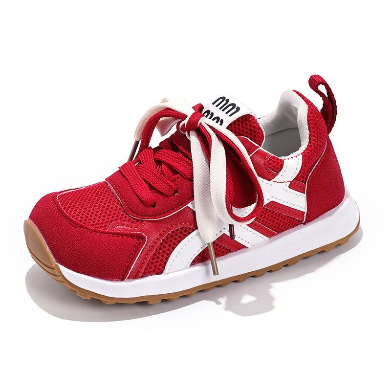 Douyin popular children's moral training shoes, primary and secondary school students Velcro free lace-up decorative Korean version of mesh Forrest