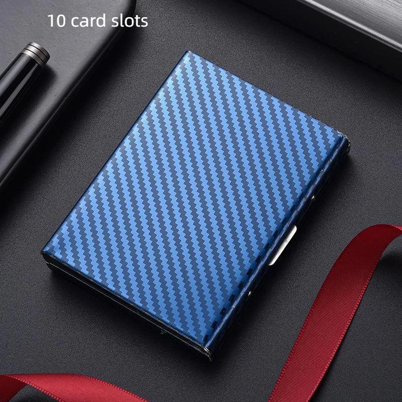 1PZ Portafoglio Uomo in Fibra di Carbonio con Blocco RFID in Metallo Alluminio Sottile Borsa per Soldi Porta Carte di Credito Anti-Scansione Custodia Sottile