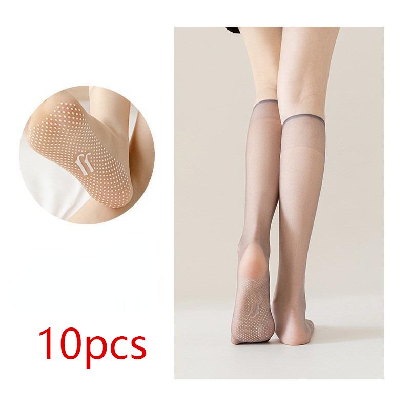 10PCS/Lot Women's Ultra-thin Socks Female Summer Breathable Long Sock Silk Sheer Tights Elastic Transparent Solid Color Stocking