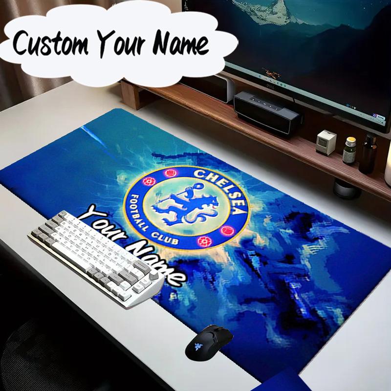 Custom Name Mouse Pad Blue Chelsea Football Club Logo Mouse Pad Desk Mat, Non-Slip Rubber Backer Pad For Computer Notebook Gaming Mouse Pad Gift
