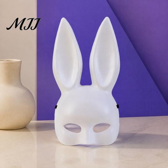 Themed Party Mask for Adults Halloween Bunny Half Face Mask, Costume Prop with Long Plastic Rabbit Ears, Cosplay Adults, Masquerade Accessory