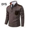 Podzim Zima Muži Svetr Zip Stojáček Límec Dlouhé Rukávy Pletený Pulovr s kapsou na hrudi Slim Fit Teplý Středně Délka Běžné Denní Top
