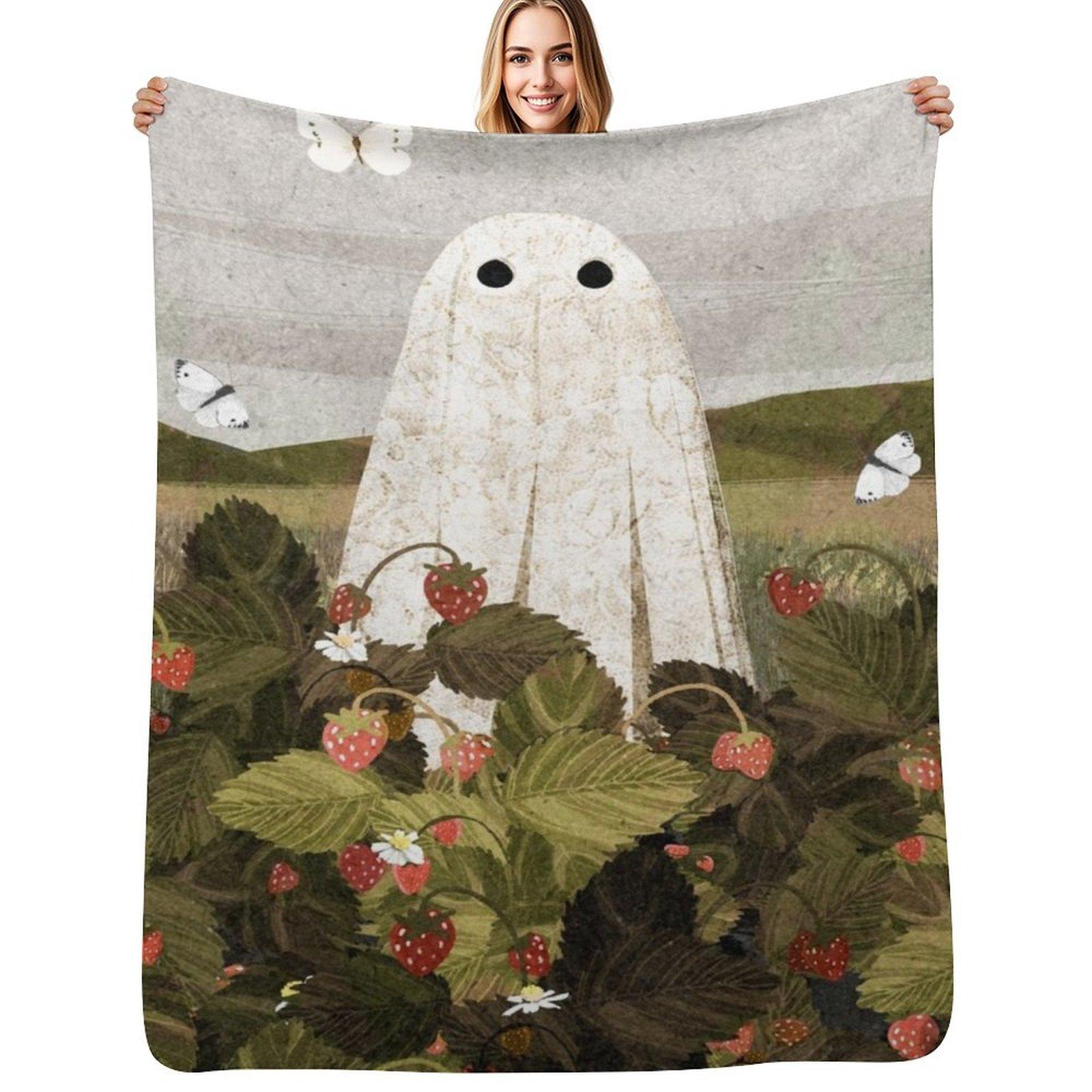Strawberry Fields Throw Blanket Soft Comfort Blanket for Reading Watching TV Size: 75*100cm, Weight: 230 GSM