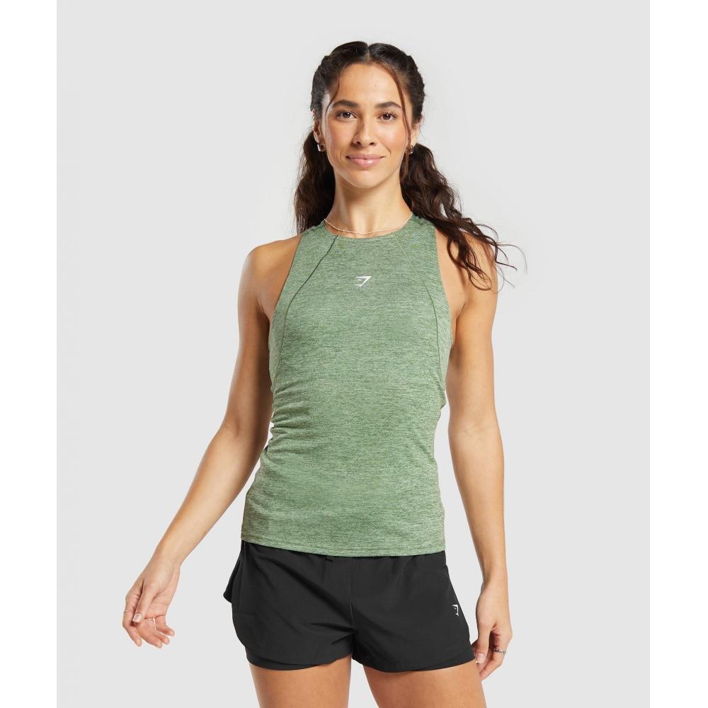

GYMSHARK Running Tank Force Green Faded Green Marl B4A8J ECLF