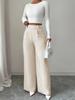 2026 European Women's Spring/Summer Drape Long Pants with Waist Patchwork and Button Details