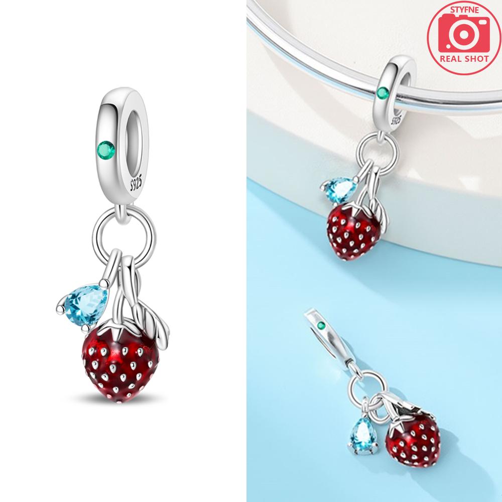 Original Pineapple Red Watermelon Strawberry Pendant Copper Bead Fit Women Bracelet Diy Girl Jewelry Valentine Gift