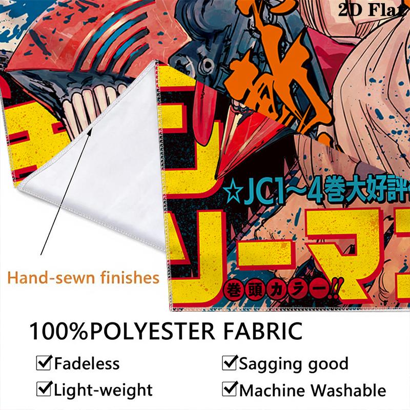 Chainsaw Man Wall Tapestry Aesthetic Wall Hanging Printed Fabric Blanket Decorative Tapestries for Bedroom Living Room Home Decor