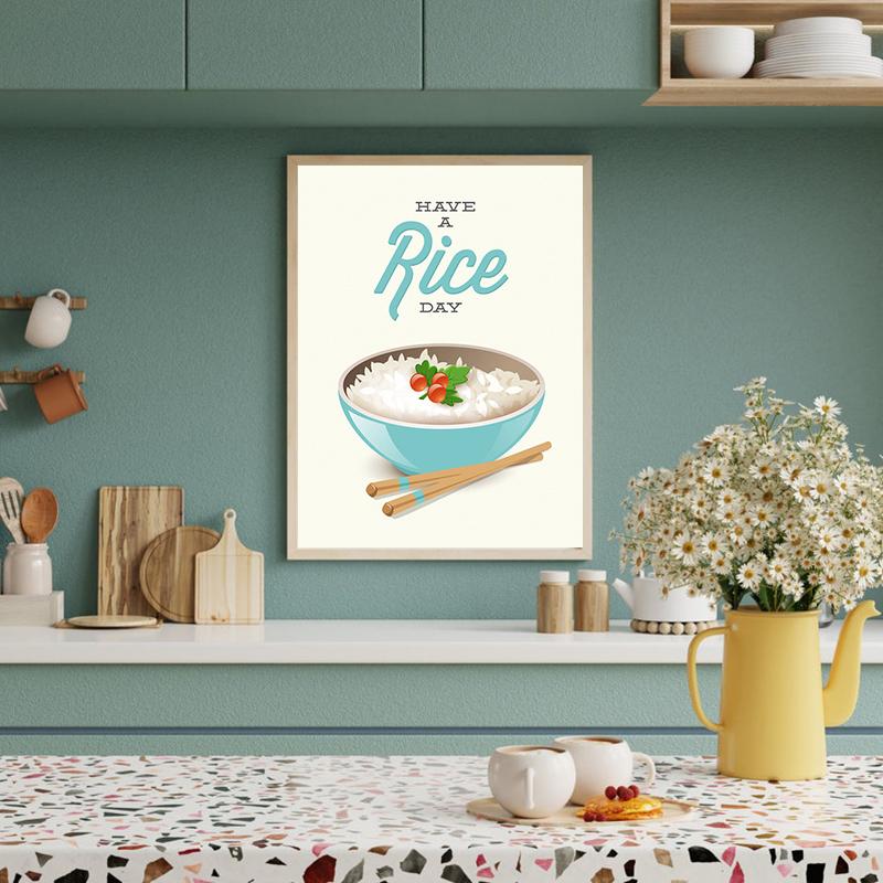 Bowl Food Posters and Prints Rice Noodle Egg Pho Canvas Painting Nordic Wall Art HD Picture Modern Kitchen Restaurant Home Decor