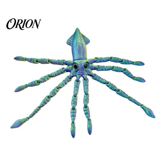 Ocean Themed Party Favors 3D Printed Squid Fidget Toy, Flexible Articulated Marine Animal Figure, Decompression Educational Cognitive Teaching