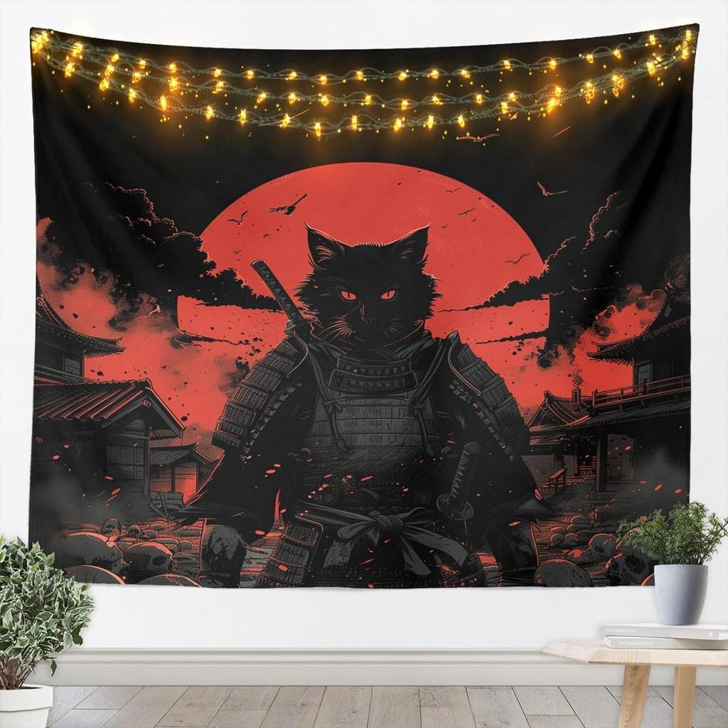 Japan Geisha Tapestry Cherry Blossoms Wall Art Japanese Tradition Wall Hanging Blanket for Living Room Bedroom Home Decor Small