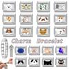 Cute Animal Series Dragonfly Flower Cat Corgi Dog Italian Charm Links Fit 9MM Stainless Steel Bracelet DIY Jewelry Making Gift