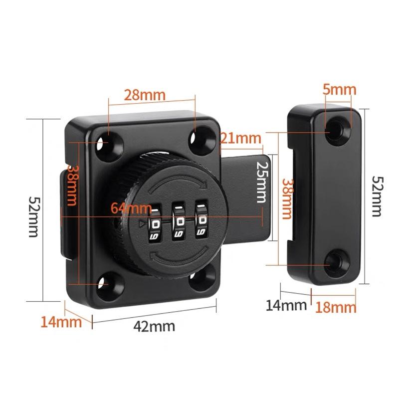 

Password Rotate Bolt Latch 3 Digit Combination Home Security Latch Gate Latches Door Keyless Lock Twist Rotating Barrel Locks No чёрный