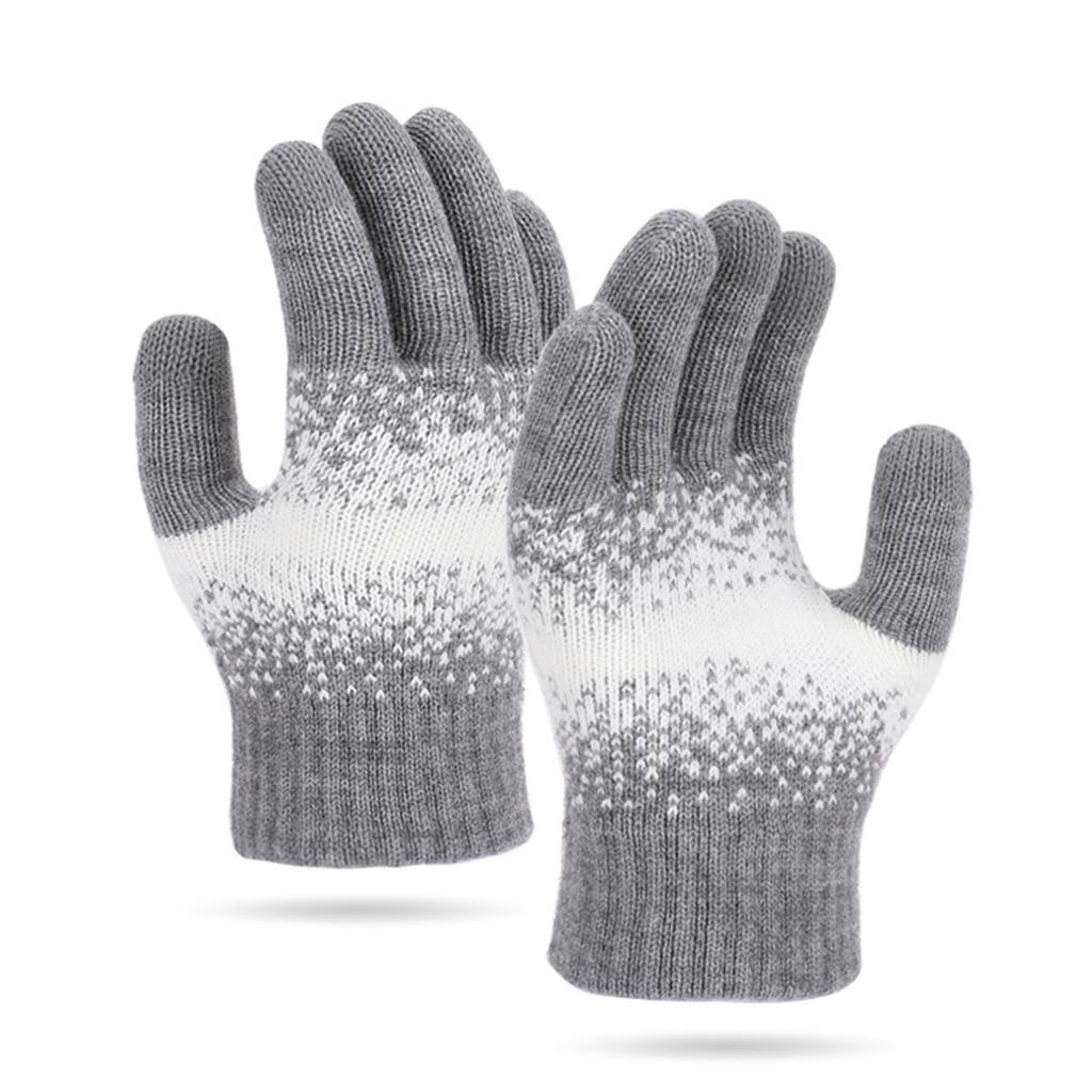 Men's And Women's Knitted Yarn Five Finger Warm Gloves With Thick Velvet Gloves