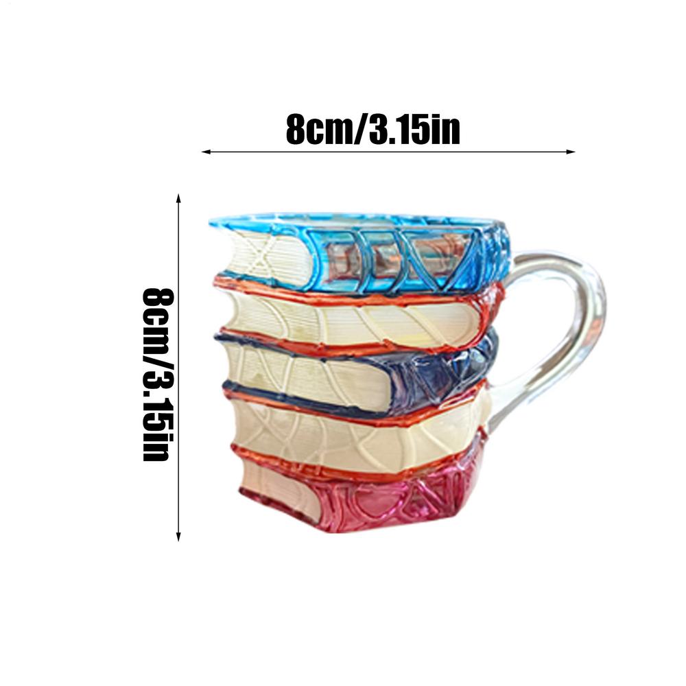 Novelty 3D Painted Books Coffee Mug Unique Books Stack Coffee Cup Creative Drinking Cup Collection Gifts for Literature Lovers