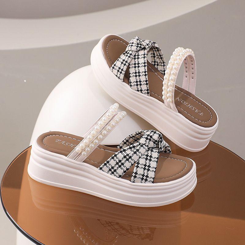 Woman Shoes Bow Platform Black Roman Style Sandals for Women 2025 Trending Asian Size on Sale Wholesale Pvc Daily Low Price Shoe