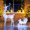 Weihnachtsbeleuchtung Rentier und Schlitten mit 170 warmweißen LEDs, Weihnachtsdekoration für den Innen- und Außenbereich, 60x29x115cm