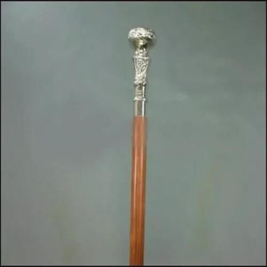 Antique Style Victorian Vintage Designer Brass Handle Cane Wooden Walking Stick