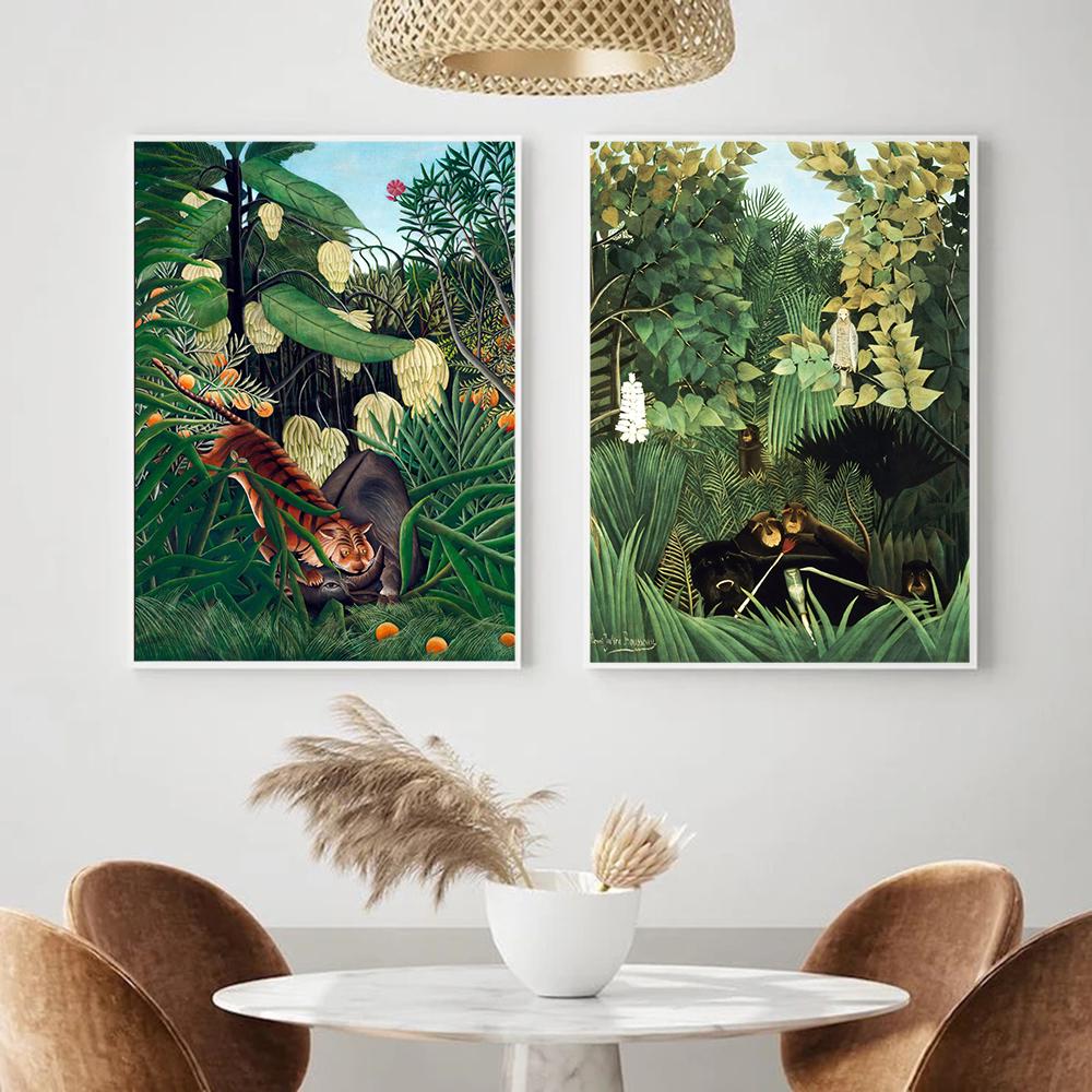 Famous Henri Rousseau Landscape Canvas Painting Modern Forest Posters and Prints Wall Art Picture for Living Room Home Decor