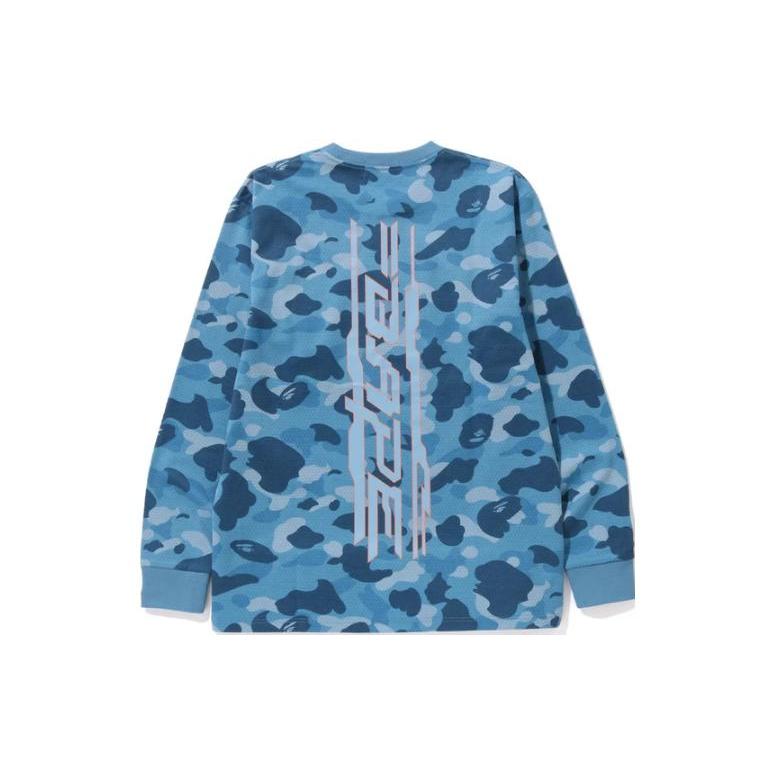 Bape Сотовая Камуфляжная Футболка с Длинным Рукавом 0ZXLTM111004K