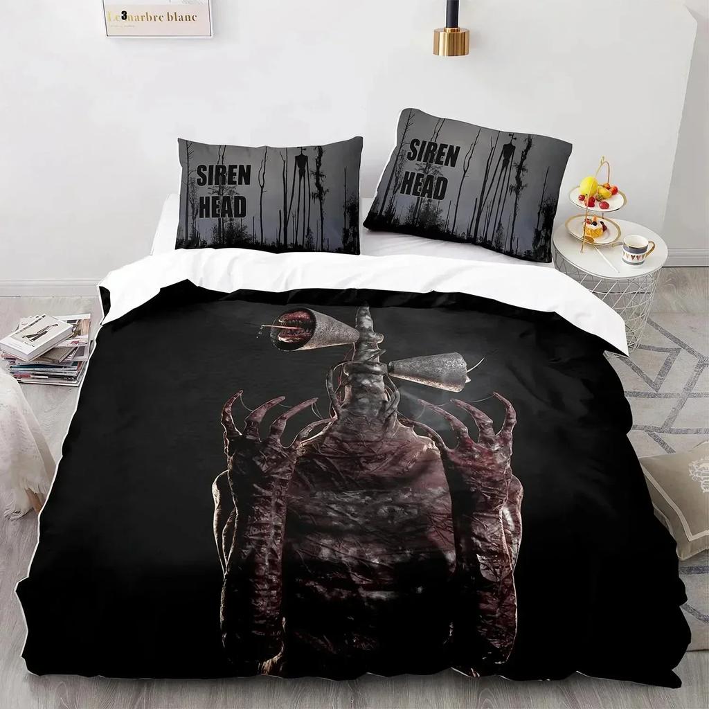 3D Print Siren Head Bedding Set Duvet Cover Sheet Printed Bed Set Pillowcase Bed Full Queen King Size Comforter Bedroom