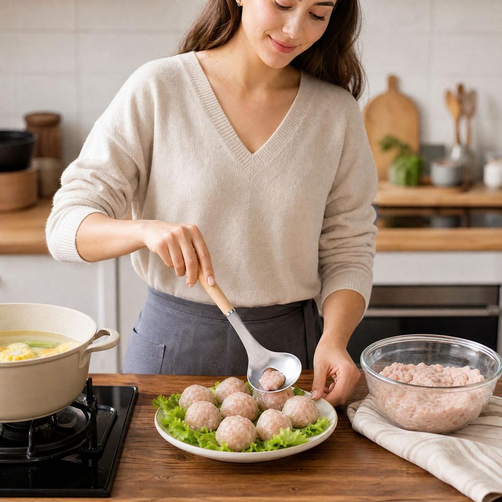 Stainless Meatball Maker with Non-Stick Scoop for Homemade Meatballs