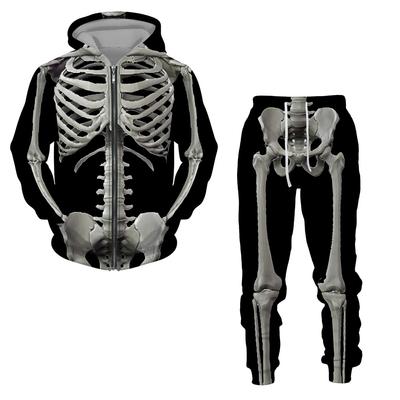 Primăvară Toamnă Halloween Cosplay Skeleton Splanchna 3D Print Fermoar Treninguri Hanorac pentru bărbați Pantaloni Set 2 buc. Costume Streetwear