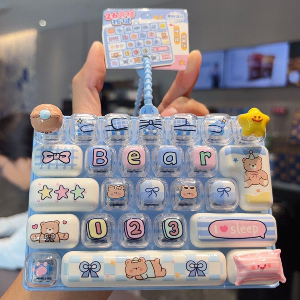 Clear Key Sounds Mechanical Keyboard Pressable Keys Candy Color Keycap Keychain Bookbag Decor