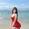 Bright Summer 1011 New Swimsuit Women's Summer White Seaside Vacation Small Red Dress Dress One-piece Swimsuit