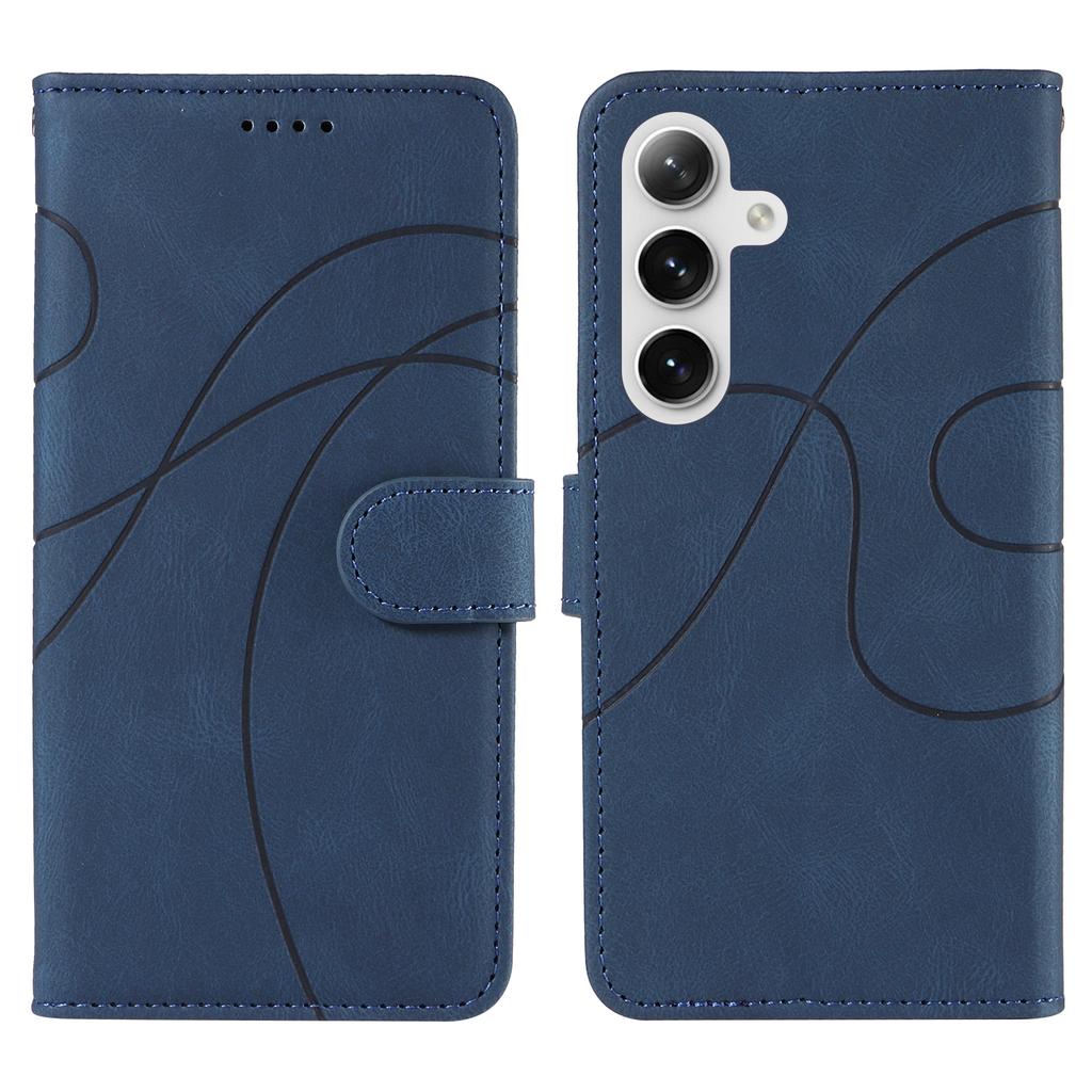 For Samsung Galaxy S24/Galaxy S25 Wallet Case Leather Phone Cover Stand with Curved Line Design