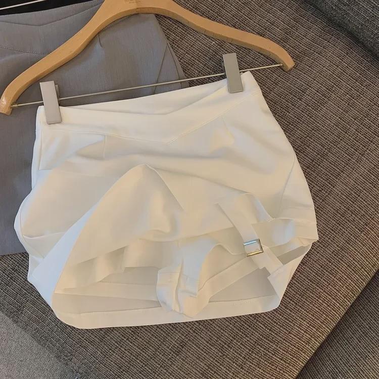 Summer Lace-Up A-Line Skirt with Irregular Slit