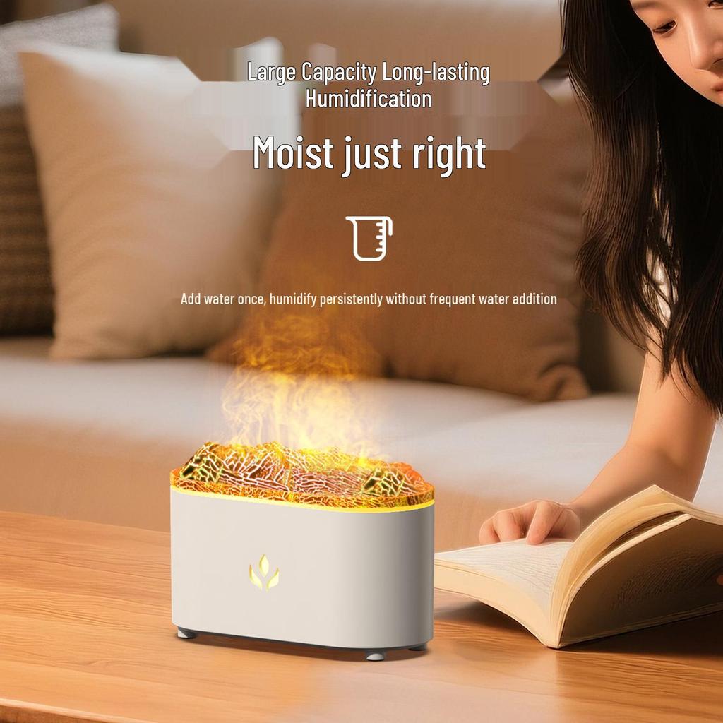 Creative Turret Aroma Diffuser: Realistic Flame Light with Large Spray Humidifier for Home Bedroom