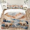 3pcs Mountain Bears Pattern Bedding Set, 1* Cover + 2*Pillowcases, Printed Bedding Set, Soft