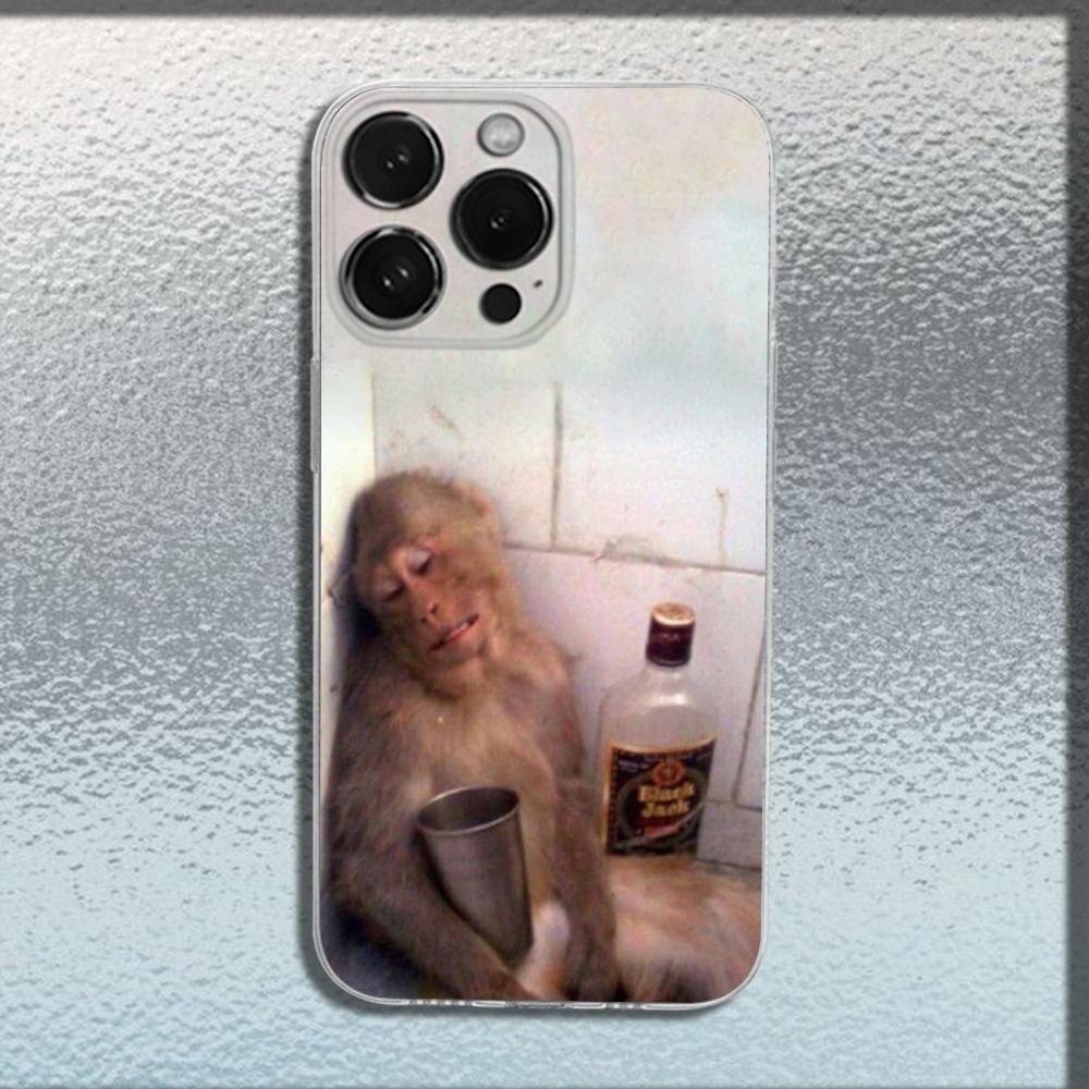 Cute Funny Monkey Phone Case For iPhone 16,15,14,13,12,11 Plus,Pro,Max,XR,XS,X,Plus,SE,Mini Transparent Soft Cover