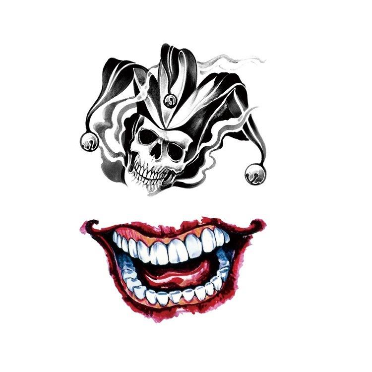 Clown Mouth Flower Body English Color Lion Tiger Half Arm Animal Pattern Water Transfer Simulation Tattoo Sticker