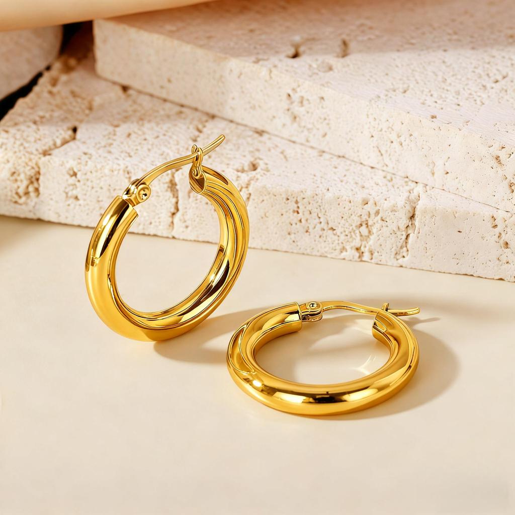 Temu Europe Hot-Selling Luxury Hoop Earrings: Non-Fading Women's Studs with High-End Feel.