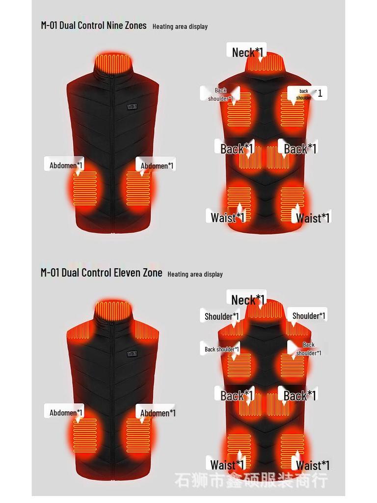 Men's Dual Control USB Heated Vest - 11 Zone, 3 Temperature Settings for Winter