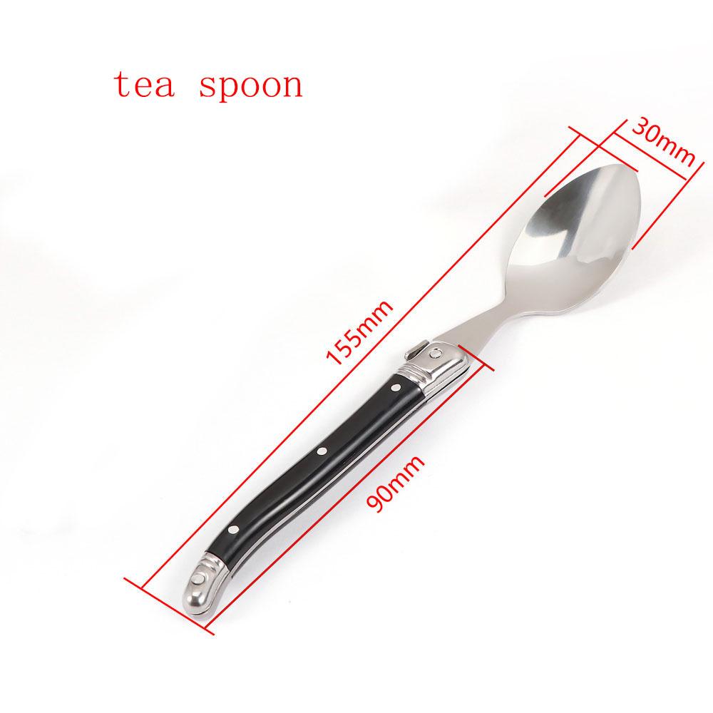 

Jaswehome 6 шт. Ложки для обеда Laguiole с черной ручкой, кофейные чайные ложки, столовые приборы, десертные ложки для смешивания фруктов и мороженого