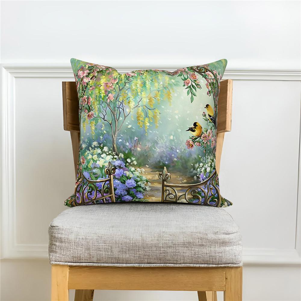 Throw Pillow Cover Home Decor Sofa Decorative   Garden Flower Farmhouse Cushion