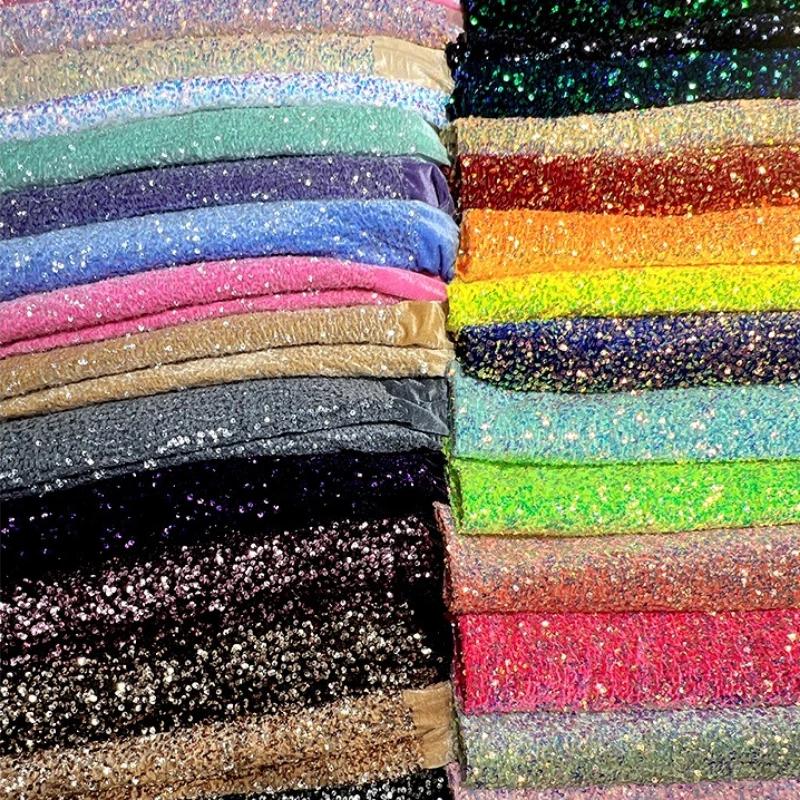 1/3 yard Colorful Shiny Sequin Fabric Oil Glossy Tulle Dress Wedding Dress Material Various Styles Home Clothing Embellishm