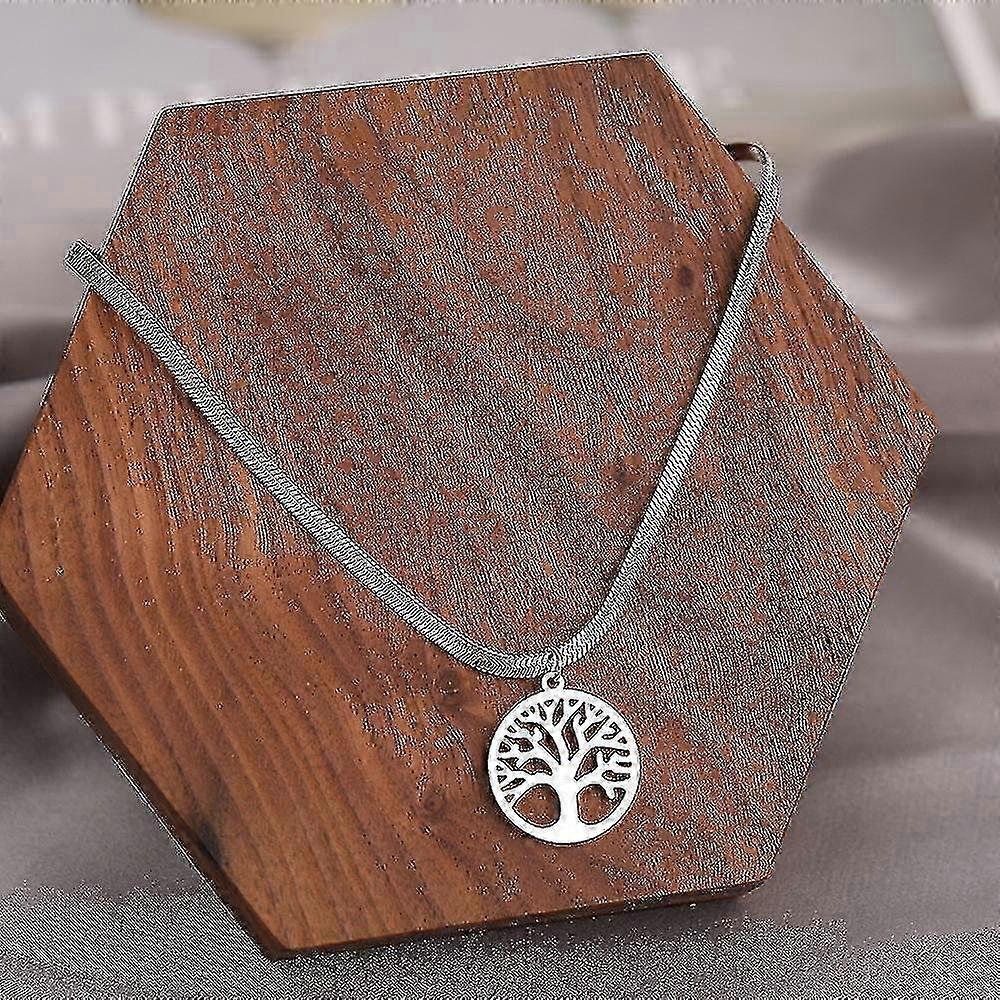 Simple stainless steel Tree of Life snake bone chain clavicle necklace, gold