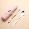 304 Stainless Steel 3-Piece Cutlery Set: Fork, Spoon, Chopsticks – Portable for Camping, Travel, or Student Use.