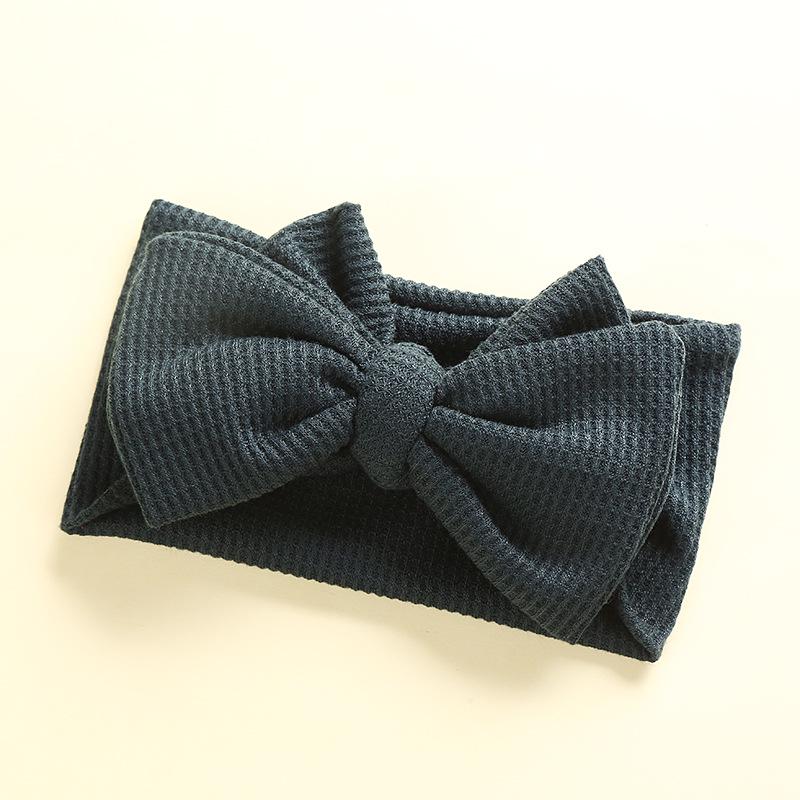 European & American Handmade Baby Hair Accessory: Large Bow Double Layer Waffle Texture Headband for Kids