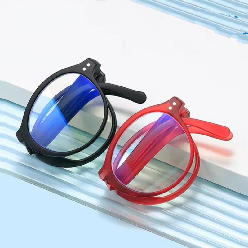 Folding Rotundity Reading Glasses Portable Lightweight Men Women Presbyopic Eyeglasses Anti Blue Light Eyewear
