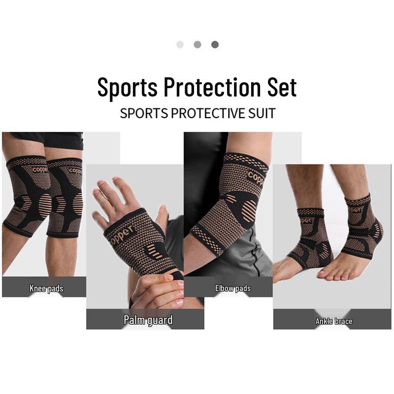 Breathable Sports Protective Gear Set: Knitted Wrist Brace, Elastic Ankle Brace, Cycling Knee Pads, Elbow Pads