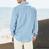 Men Solid Color Casual Shirt Lapel Long Sleeve Flap Pockets Single Breasted Shirt Loose Fit Tops Workwear