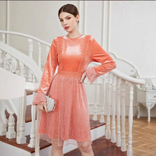 European and American Lace Ruffle Long Sleeve Fishtail Dress - New Autumn/Spring Fashion