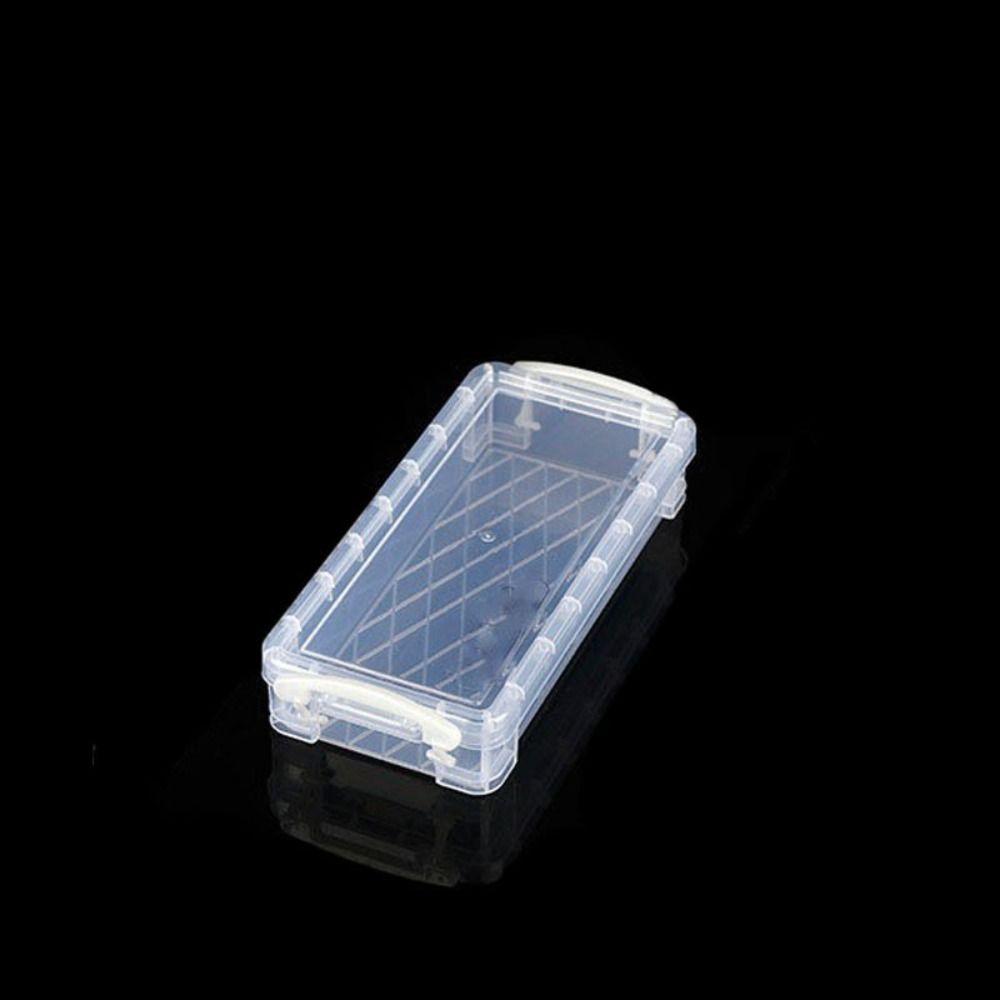 

Simple Transparent Pencil Case Plastic Multi Functional Sketch Art Box Large Capacity Double Ear Buckle Storage Box ID Card белый