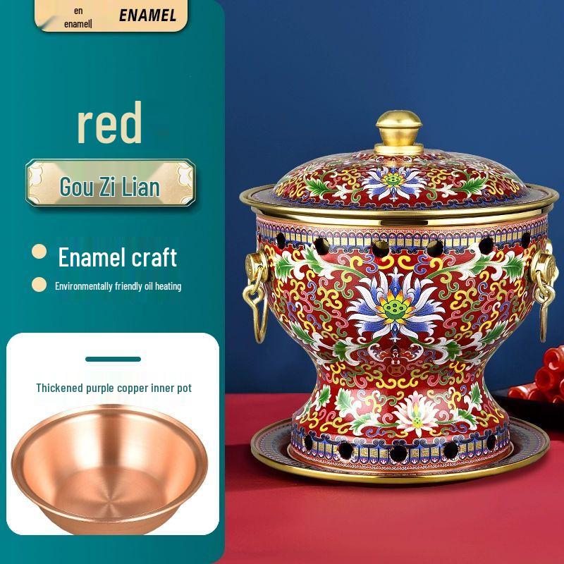 Thickened Pure Copper Single-Person Enamel Hot Pot